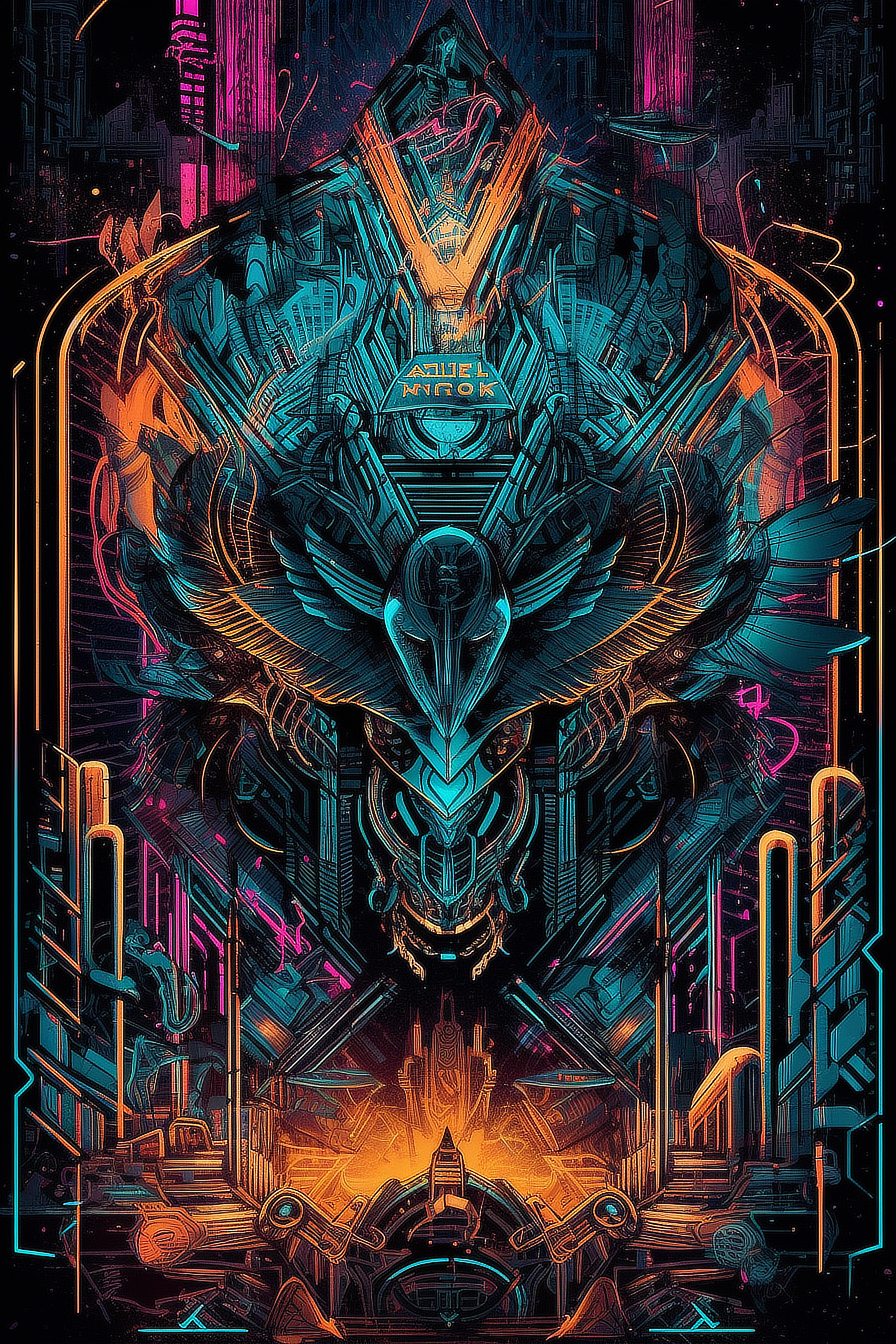 a colorful artwork of a bird