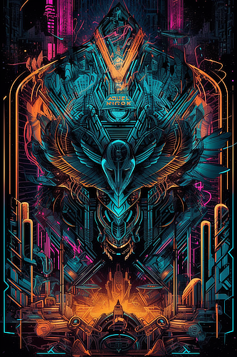 a colorful artwork of a bird