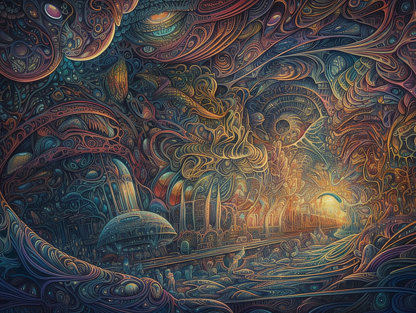 a colorful artwork with many different patterns