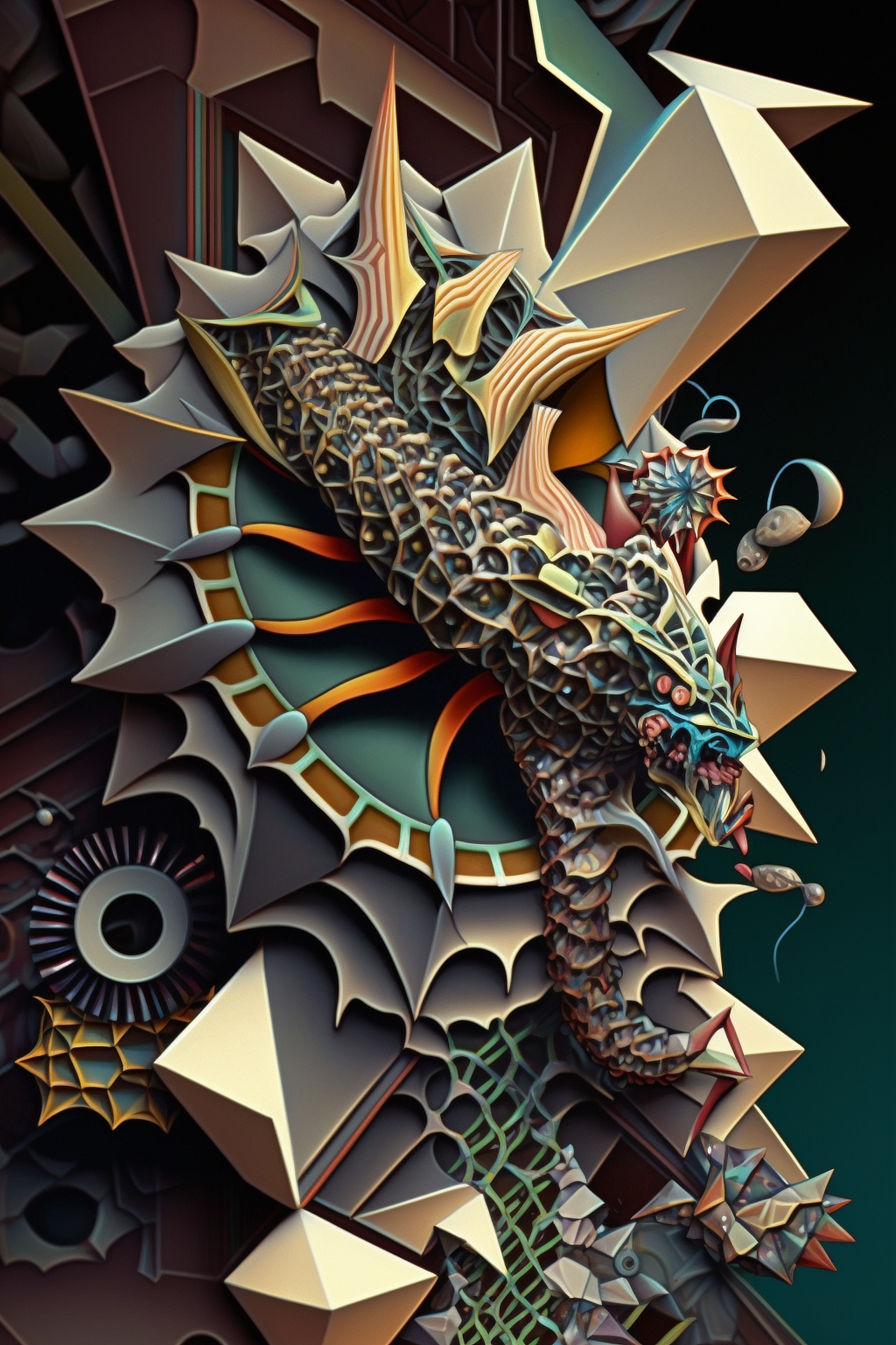 a reptile with a clock and gears