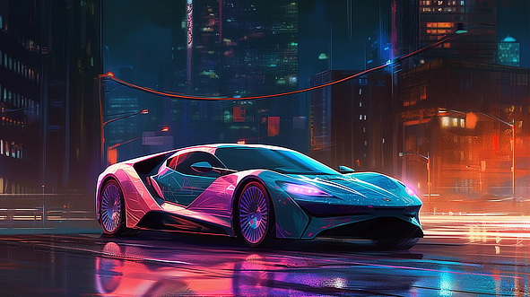 a sports car on a road