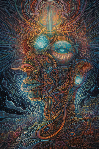 a colorful artwork of a person's face