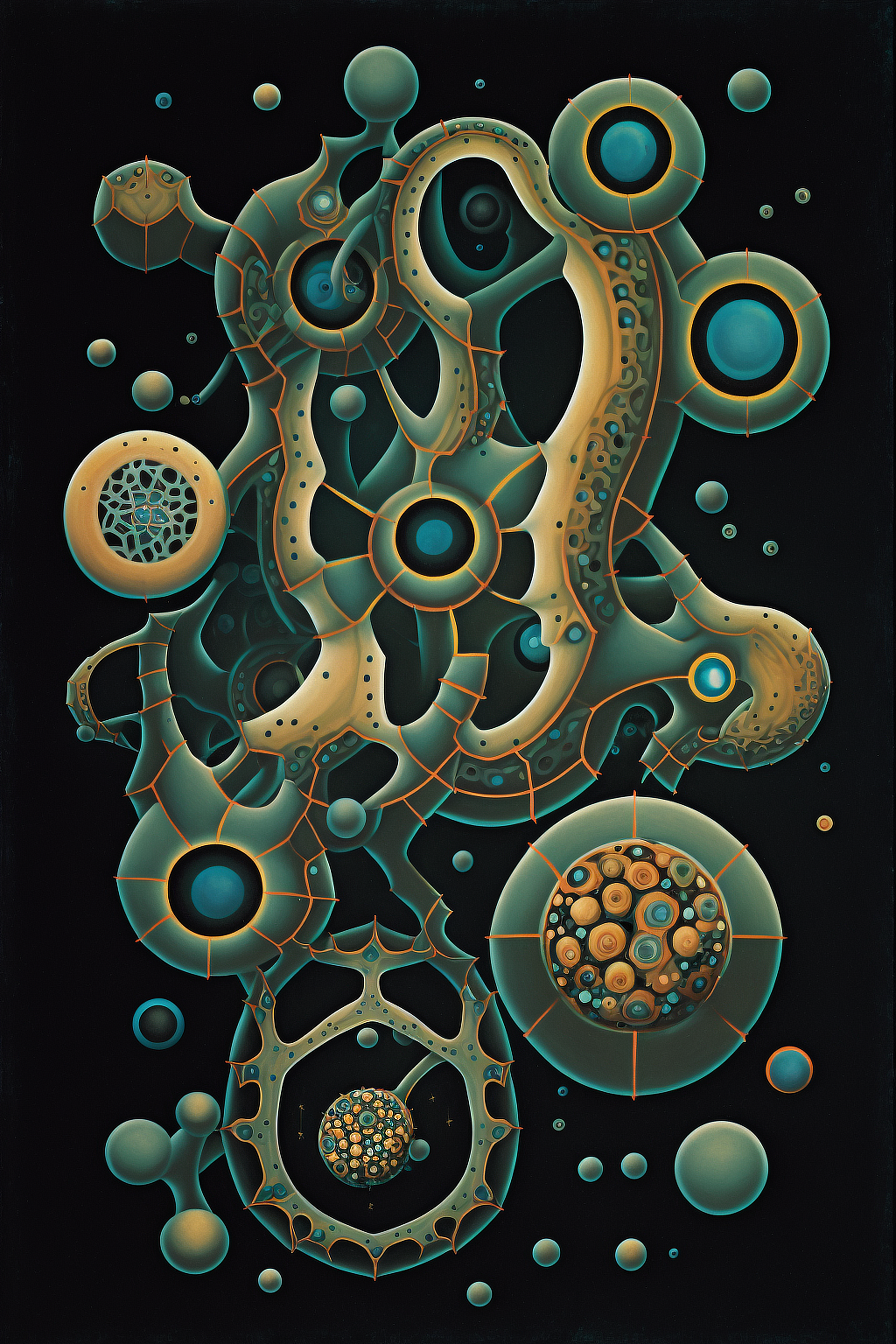 a colorful artwork with circles and dots