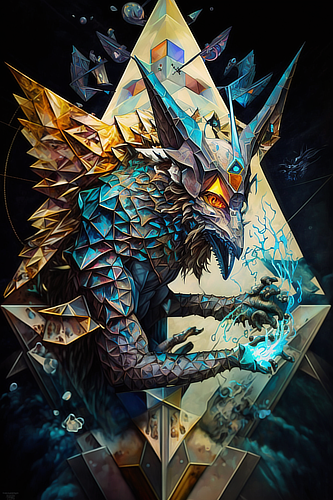 a cartoon of a bird with a blue and gold object