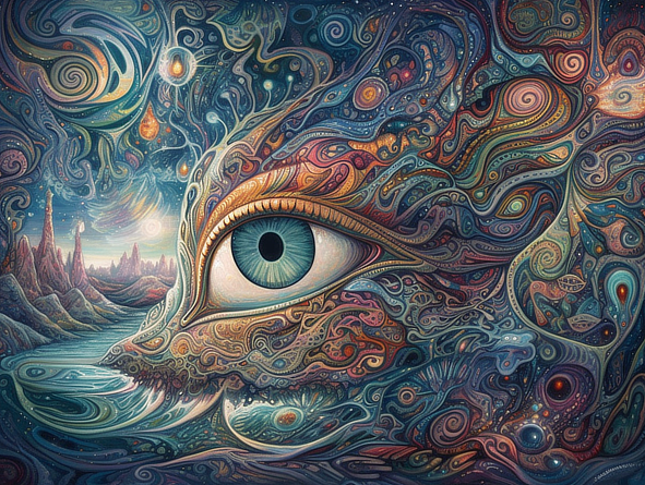 a colorful artwork of a human eye