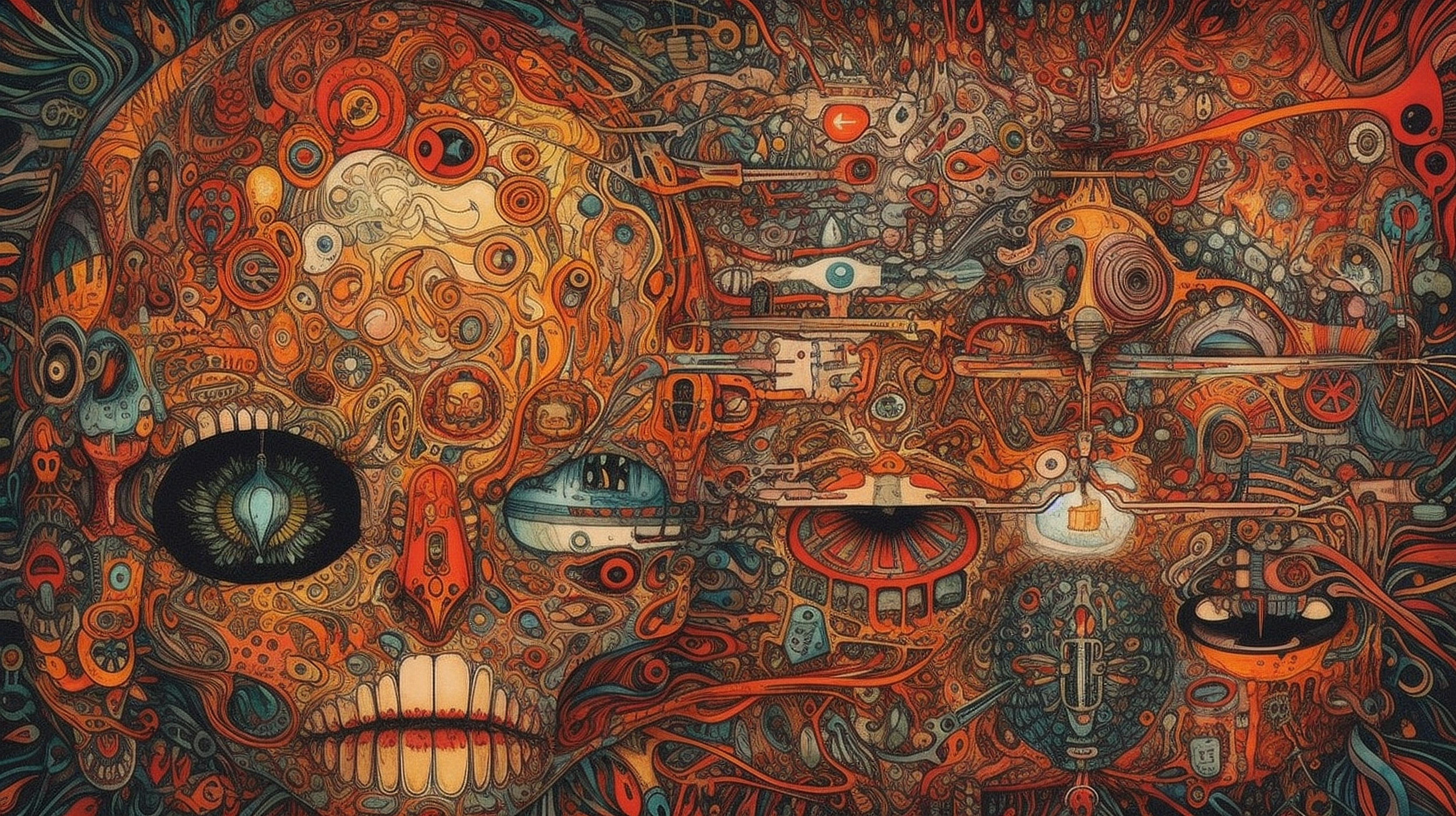 a colorful art of a skull