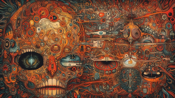 a colorful art of a skull