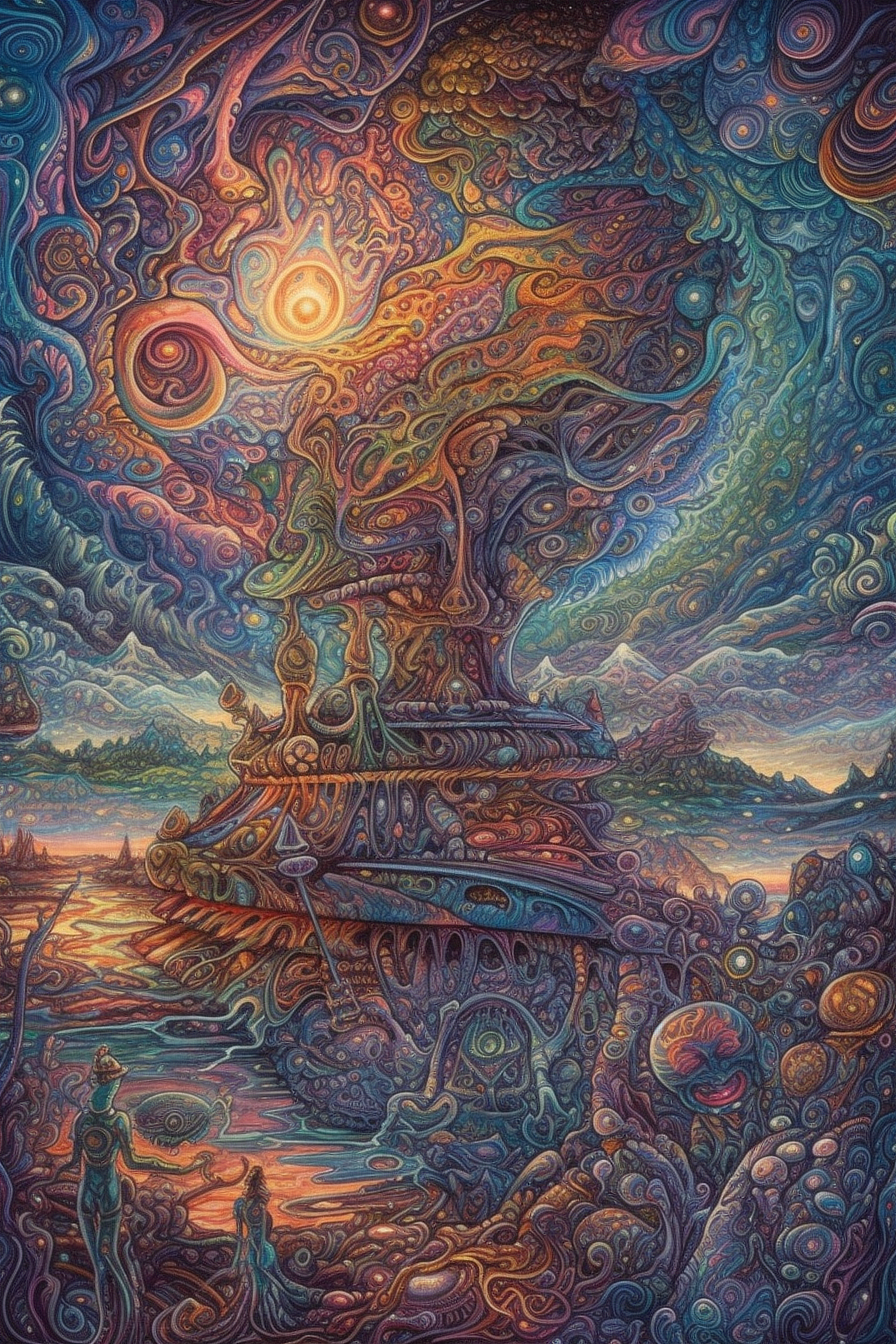 a colorful artwork of a fantasy landscape