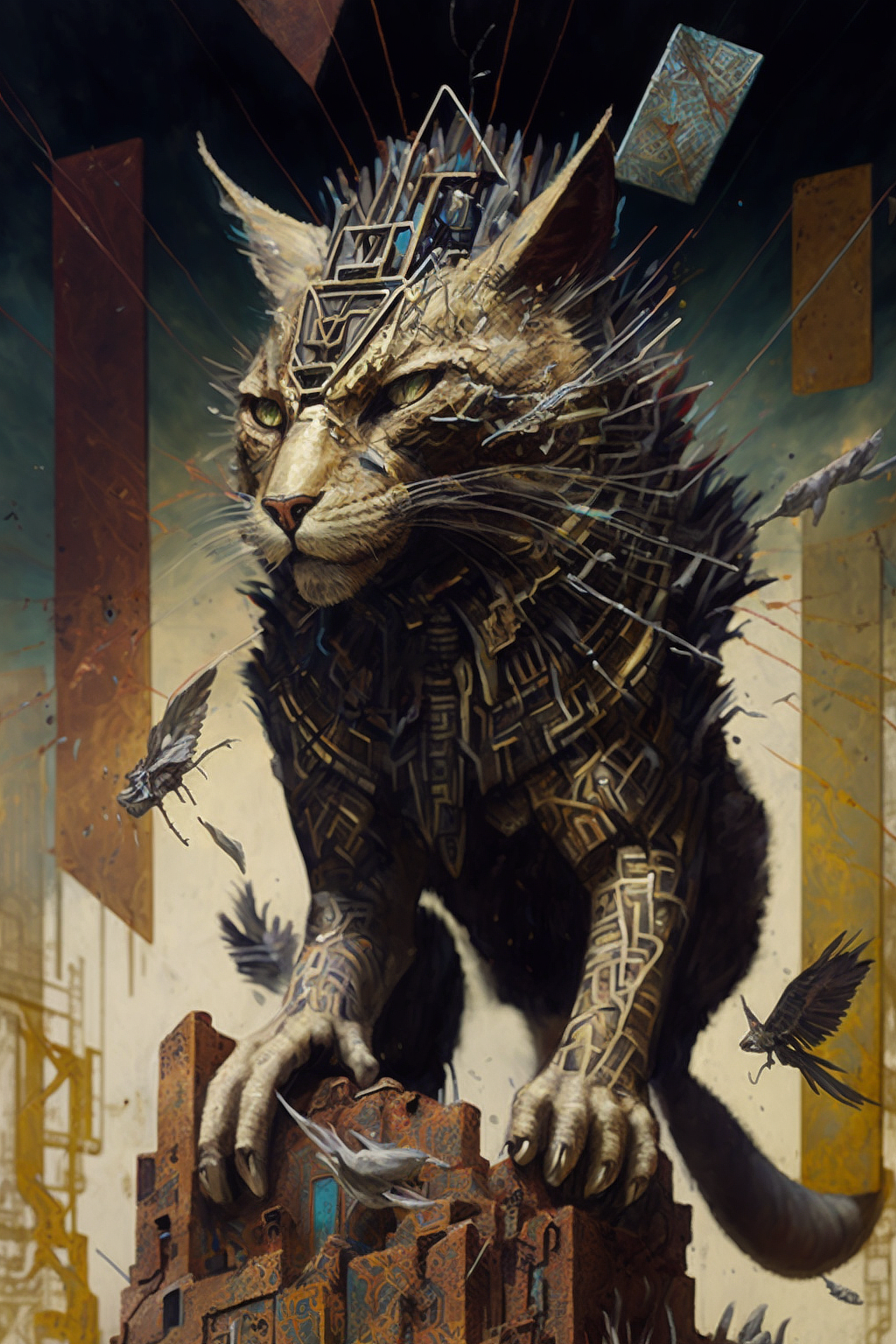 a cat with a tattoo on its head