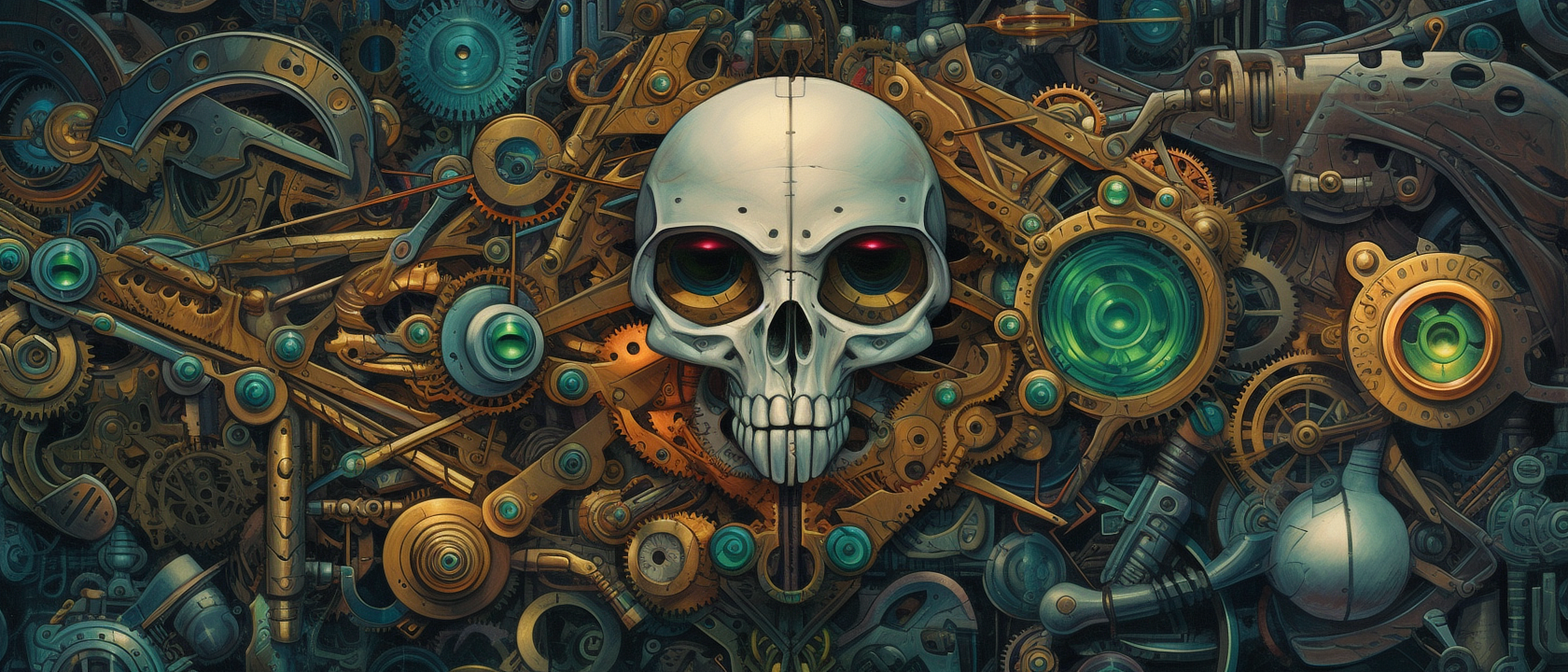 a skull in a metal frame