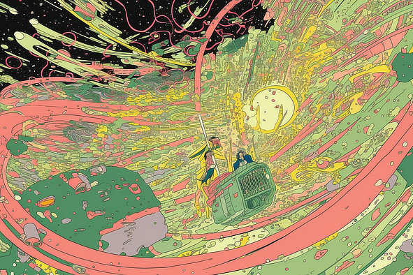 a cartoon of a man and a woman in a television