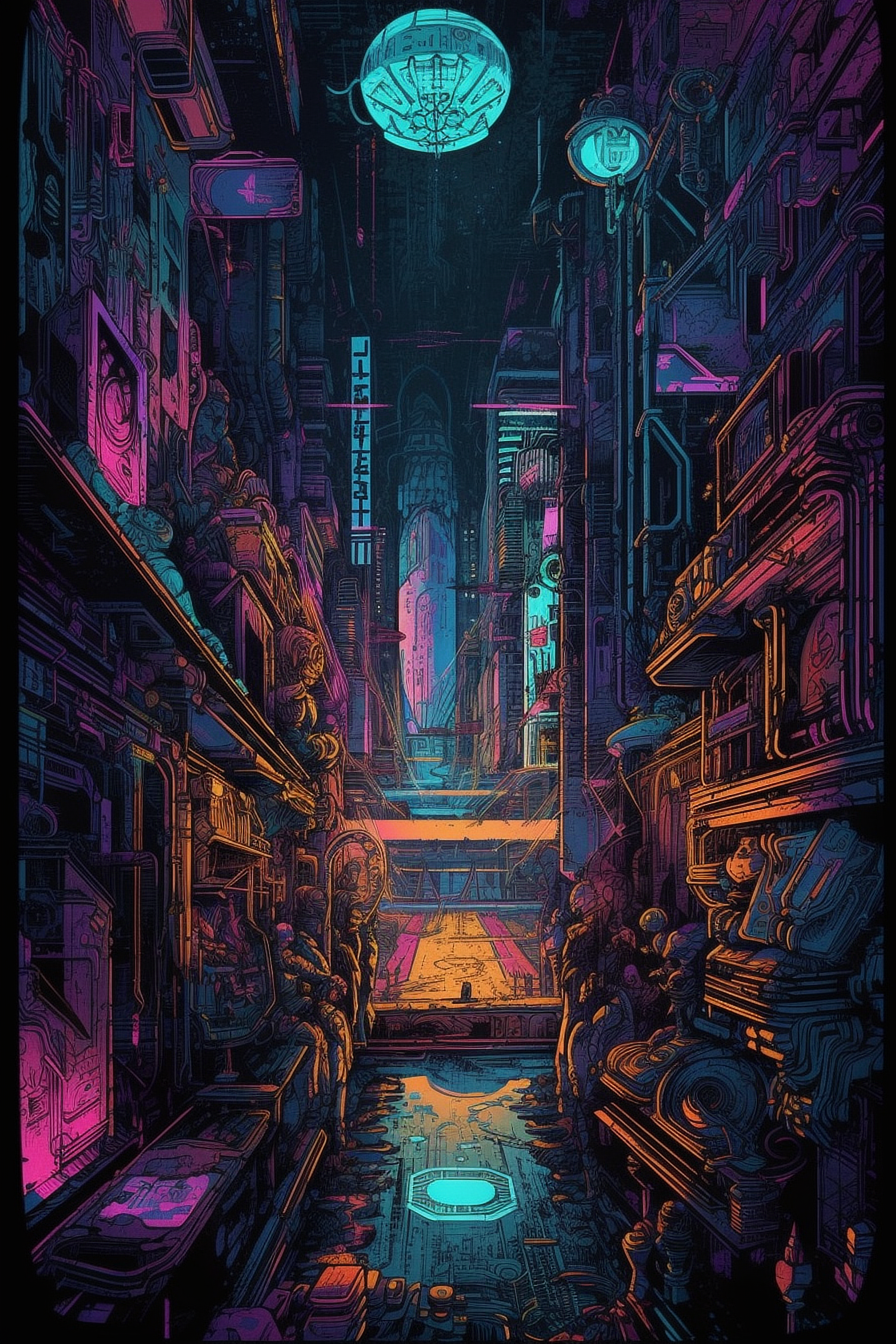 a digital art of a city