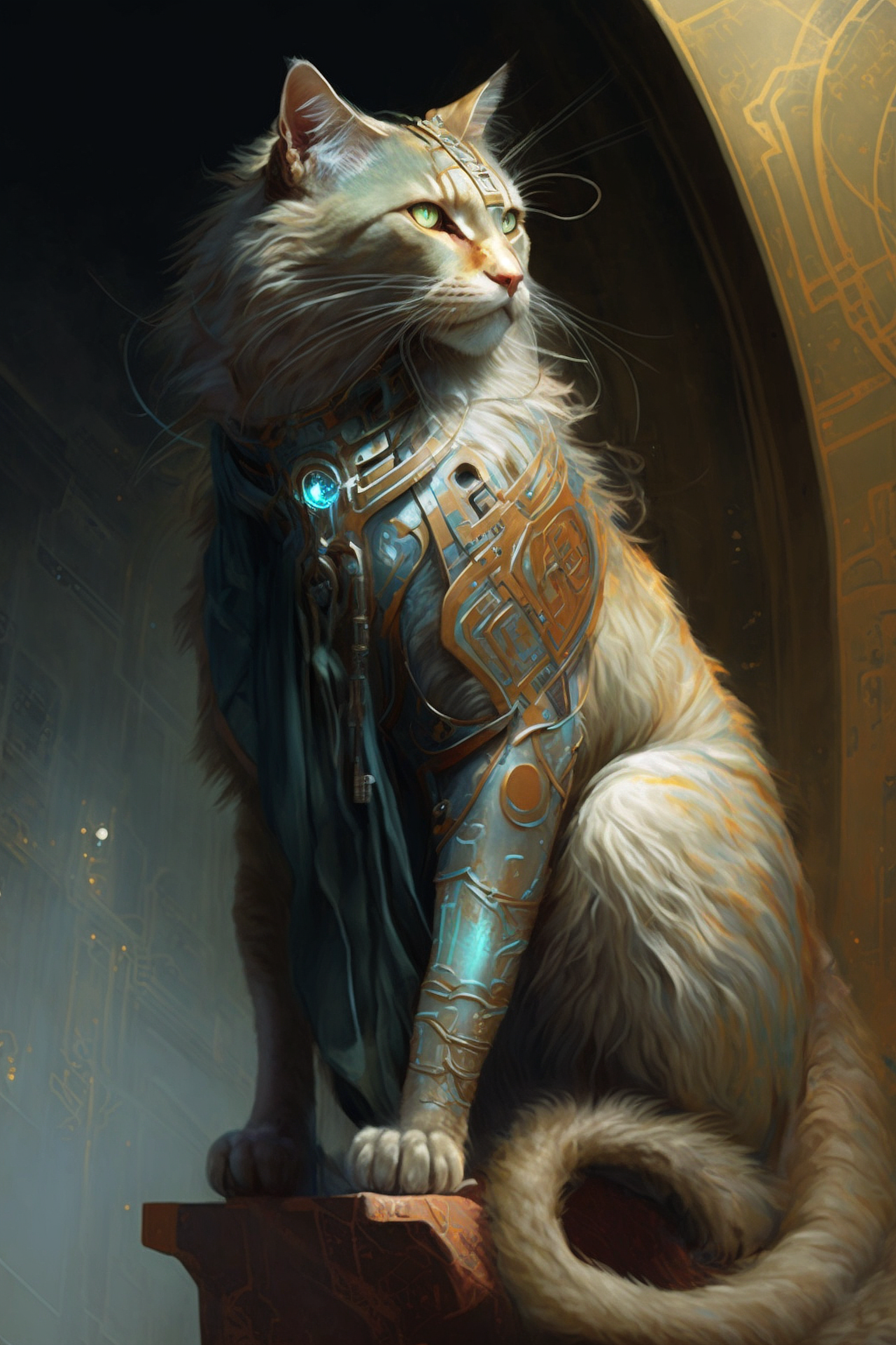 a cat wearing a robot garment