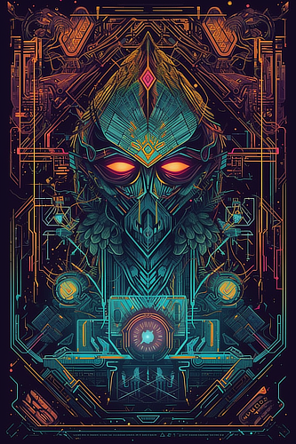 a colorful artwork of a robot