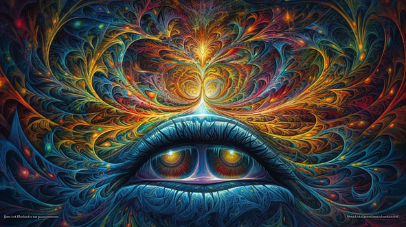 a colorful artwork of a human eye