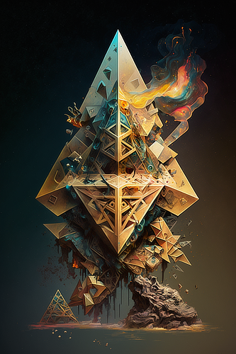 a digital art of a pyramid
