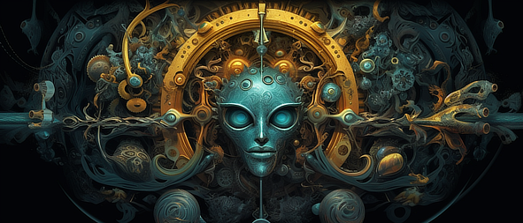 a computer generated artwork of a robot face