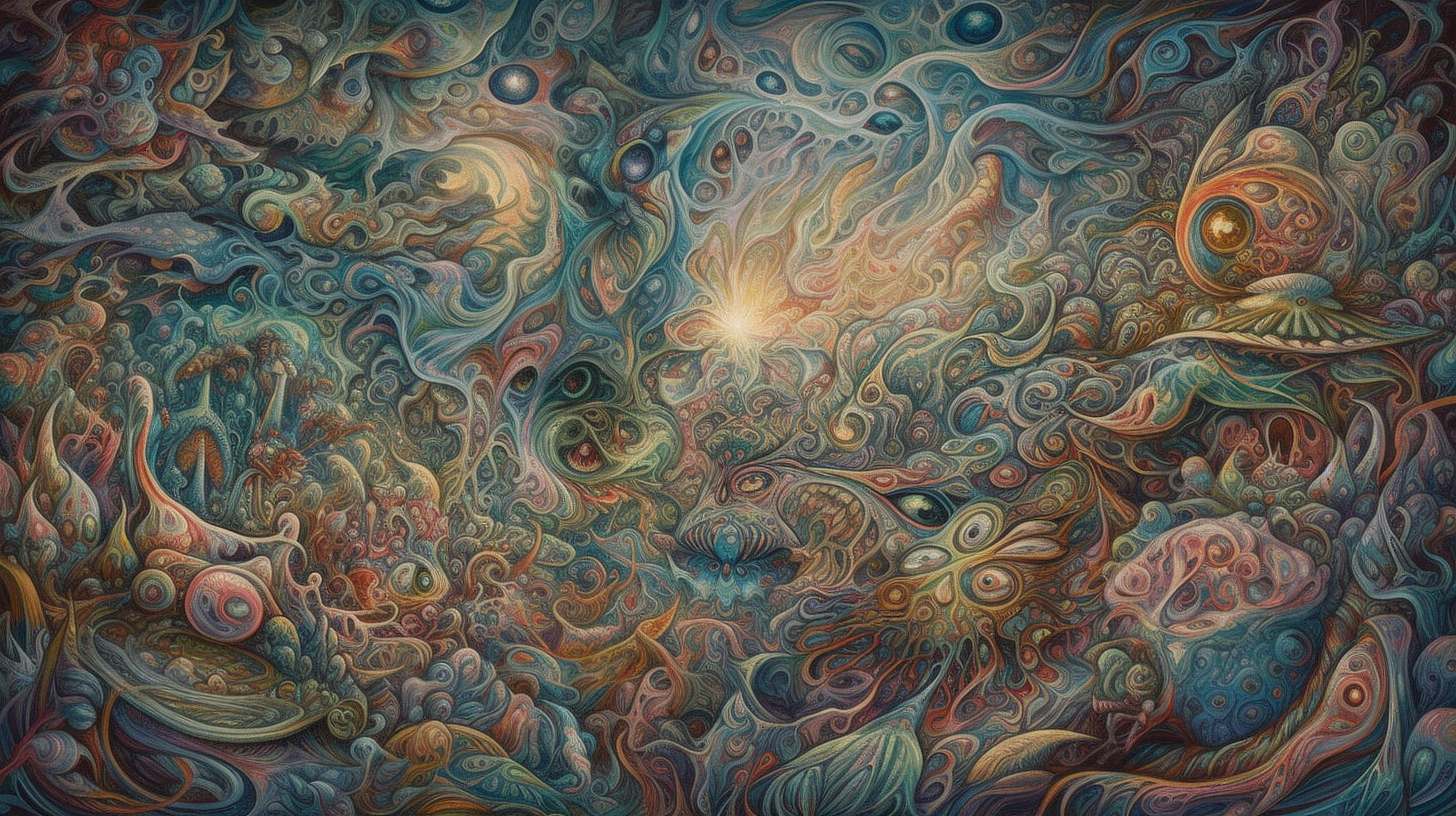 a colorful art with a light shining through it