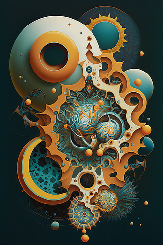 a colorful artwork with circles and dots