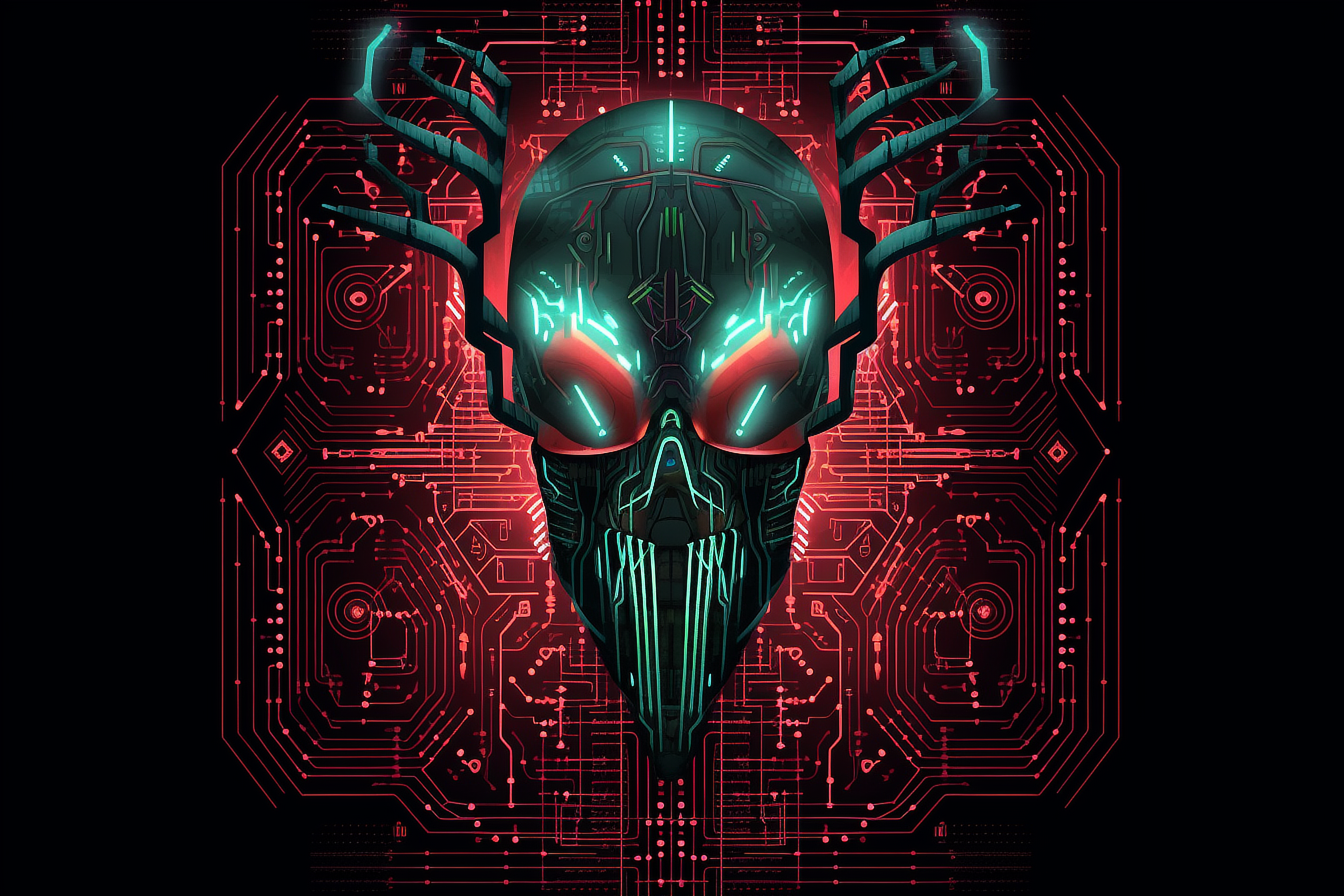 a digital art of a robot mask