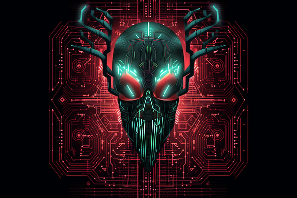 a digital art of a robot mask