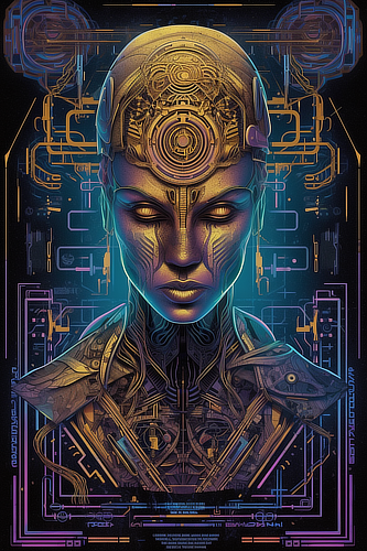 a woman with a robot head