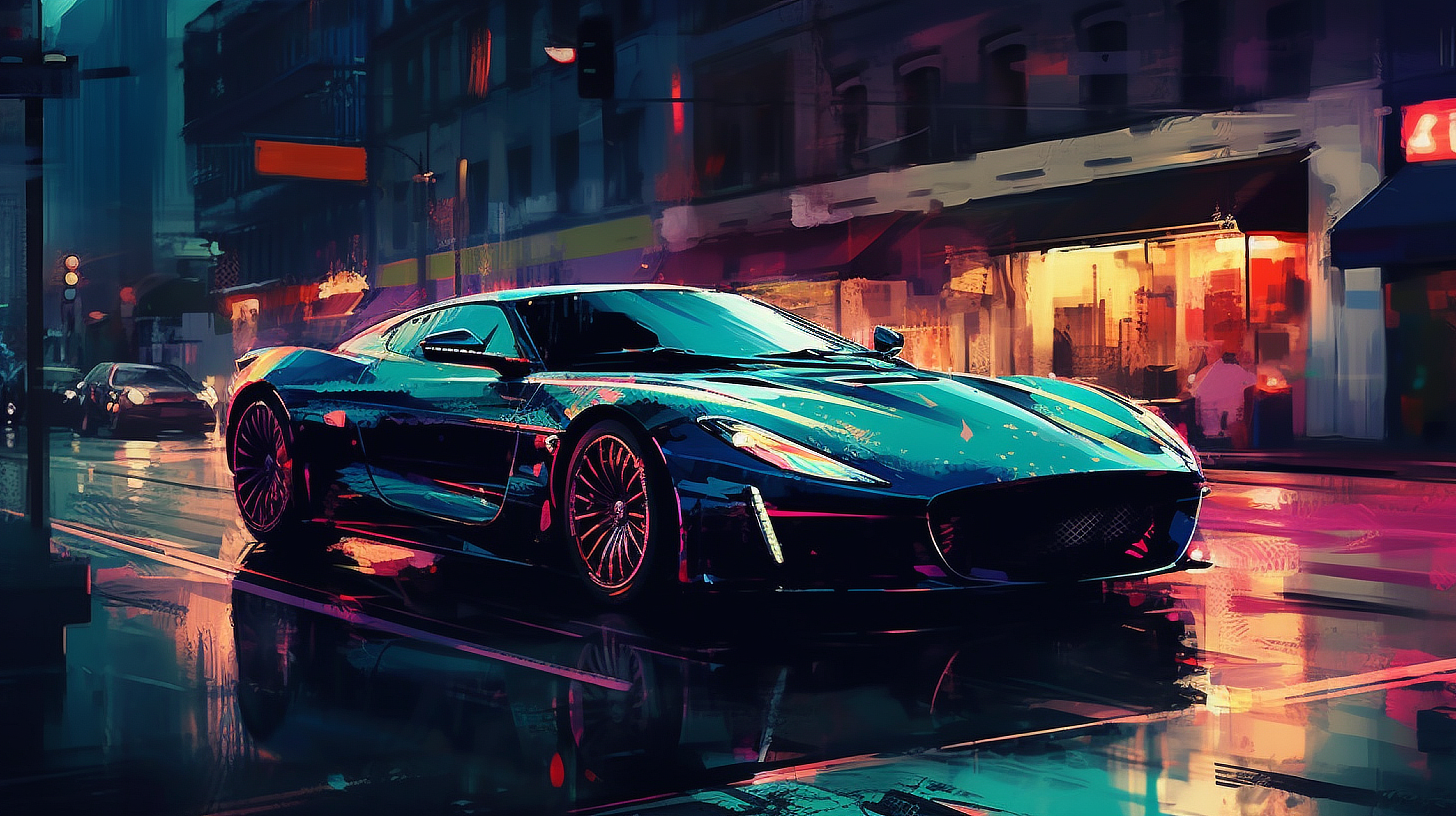 a sports car on a street