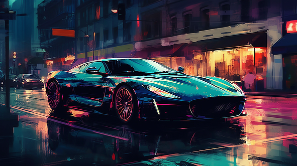 a sports car on a street