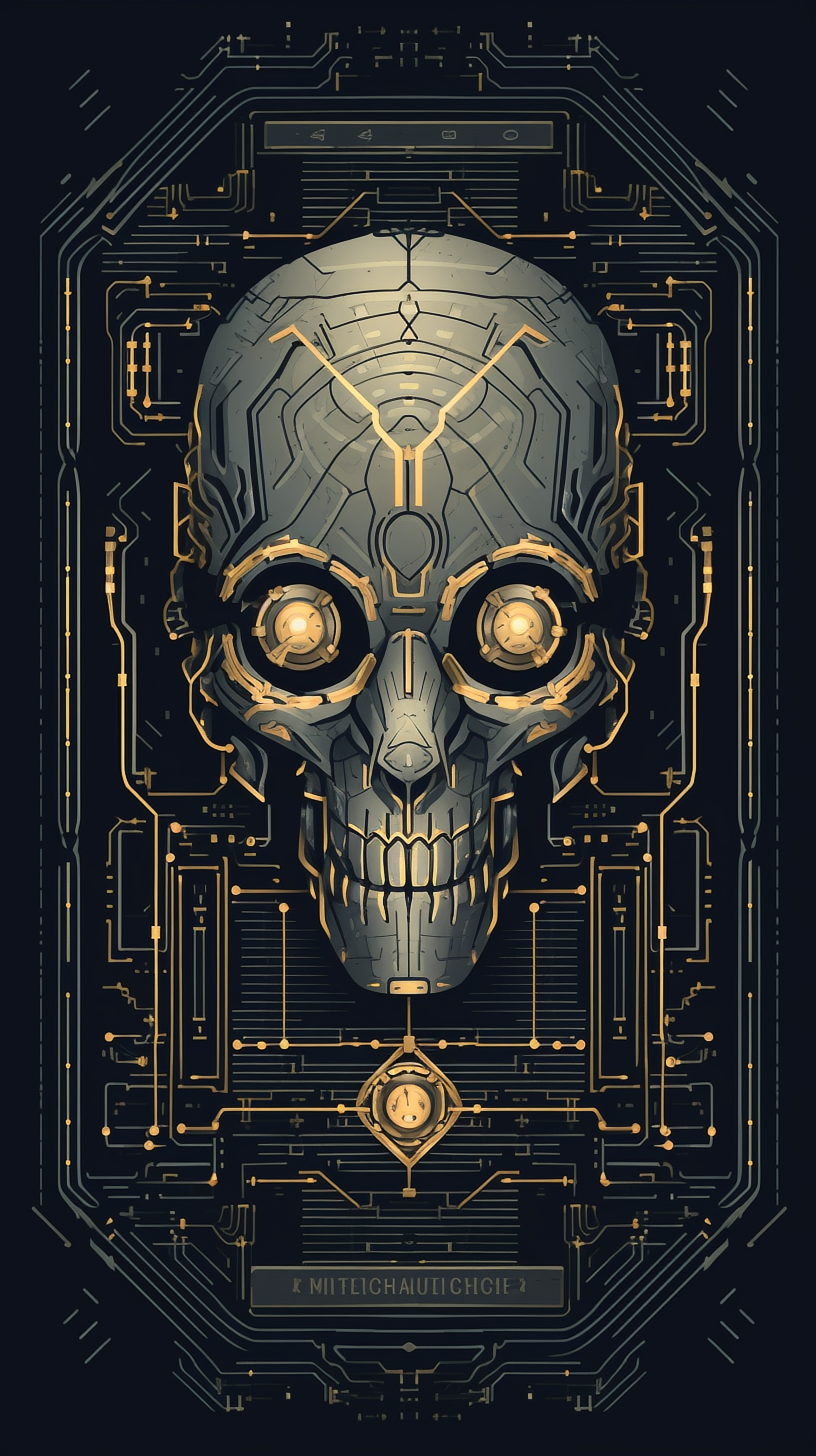 a skull with a circuit board