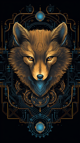 a digital art of a wolf