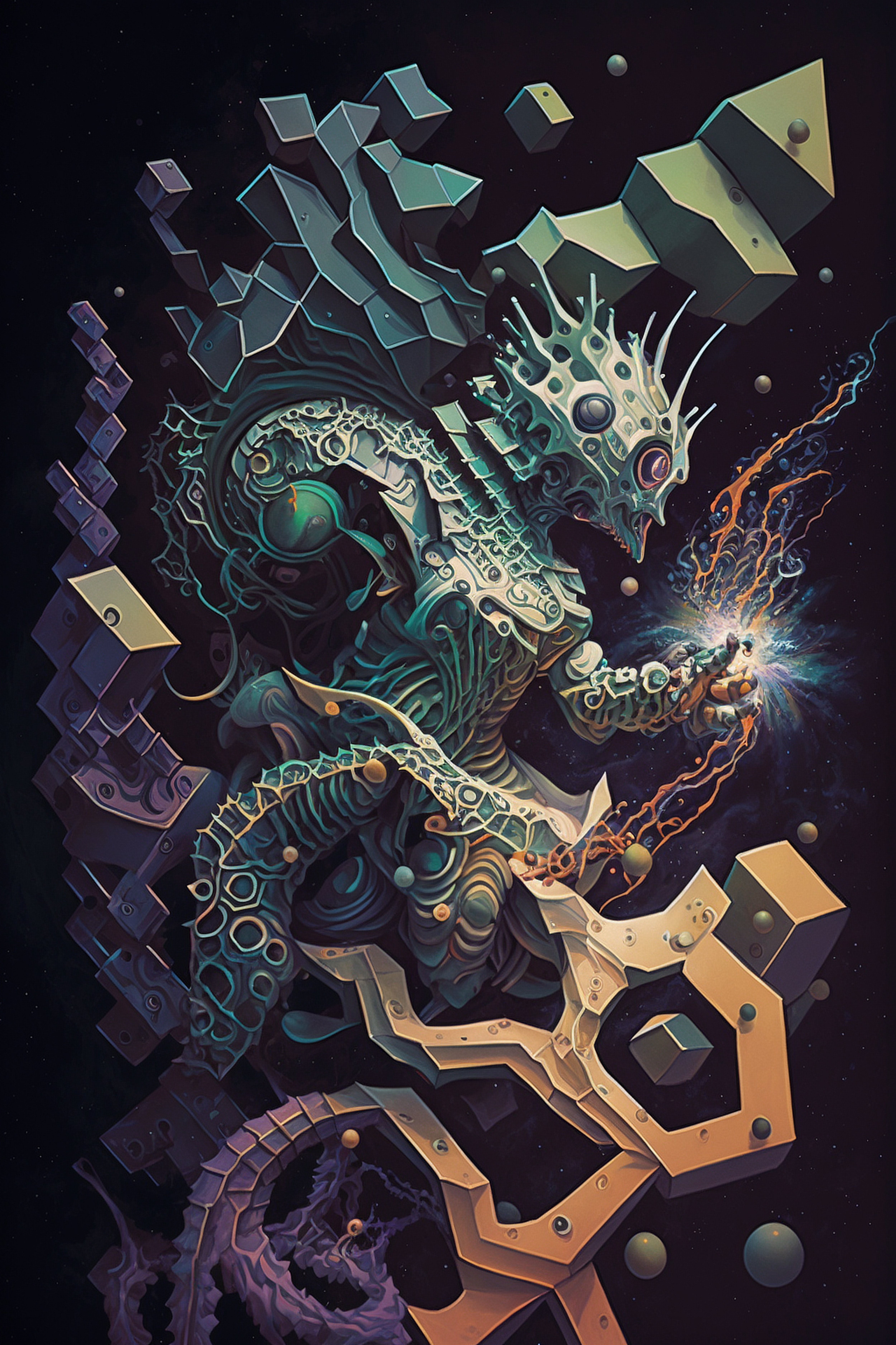 a artwork of a creature holding a light