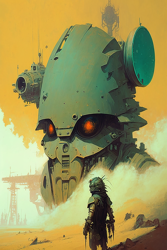 a robot with large round head and large round eyes