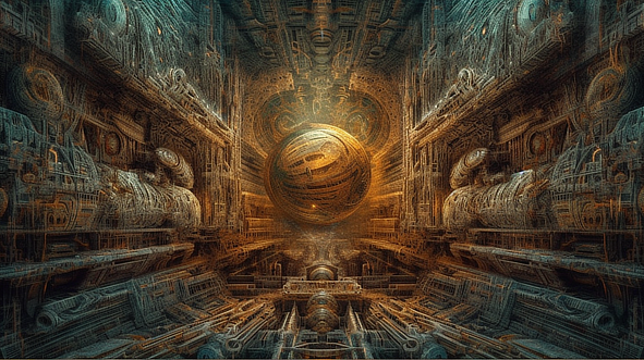 a large round object in a room