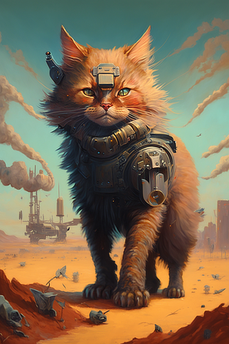 a cat wearing a robot garment