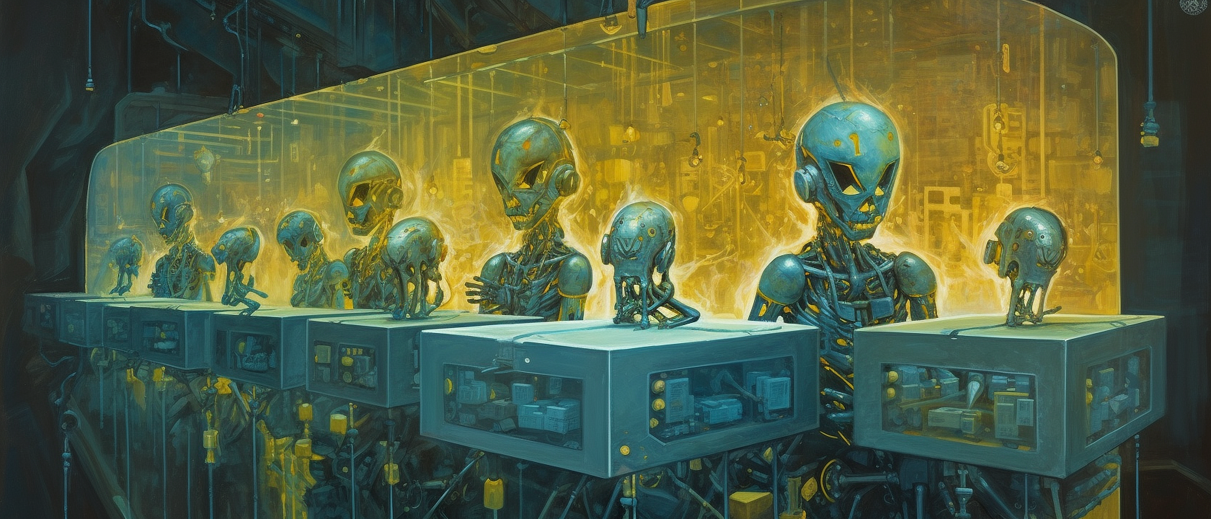 a group of robots in a room