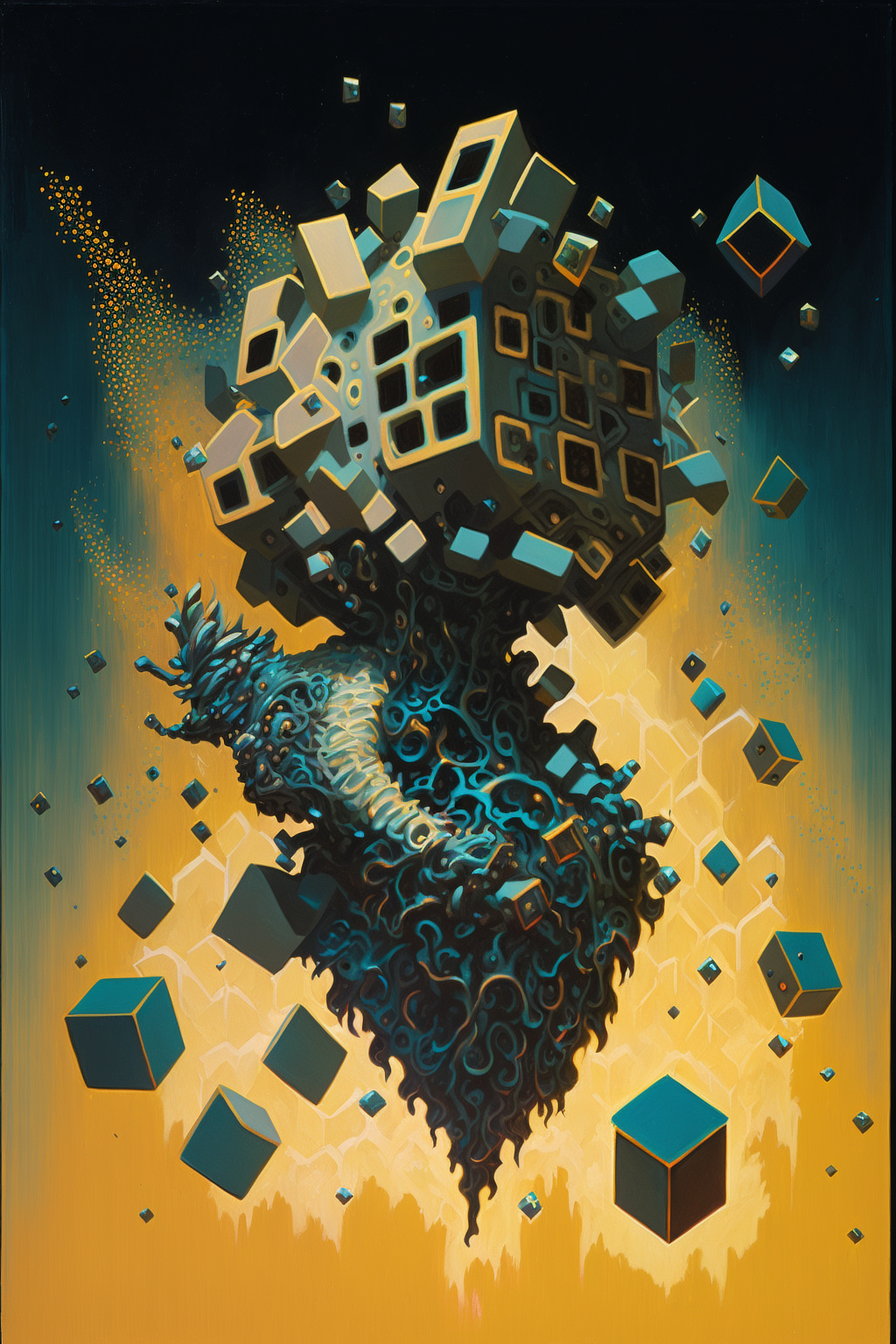 a artwork of a person with squares