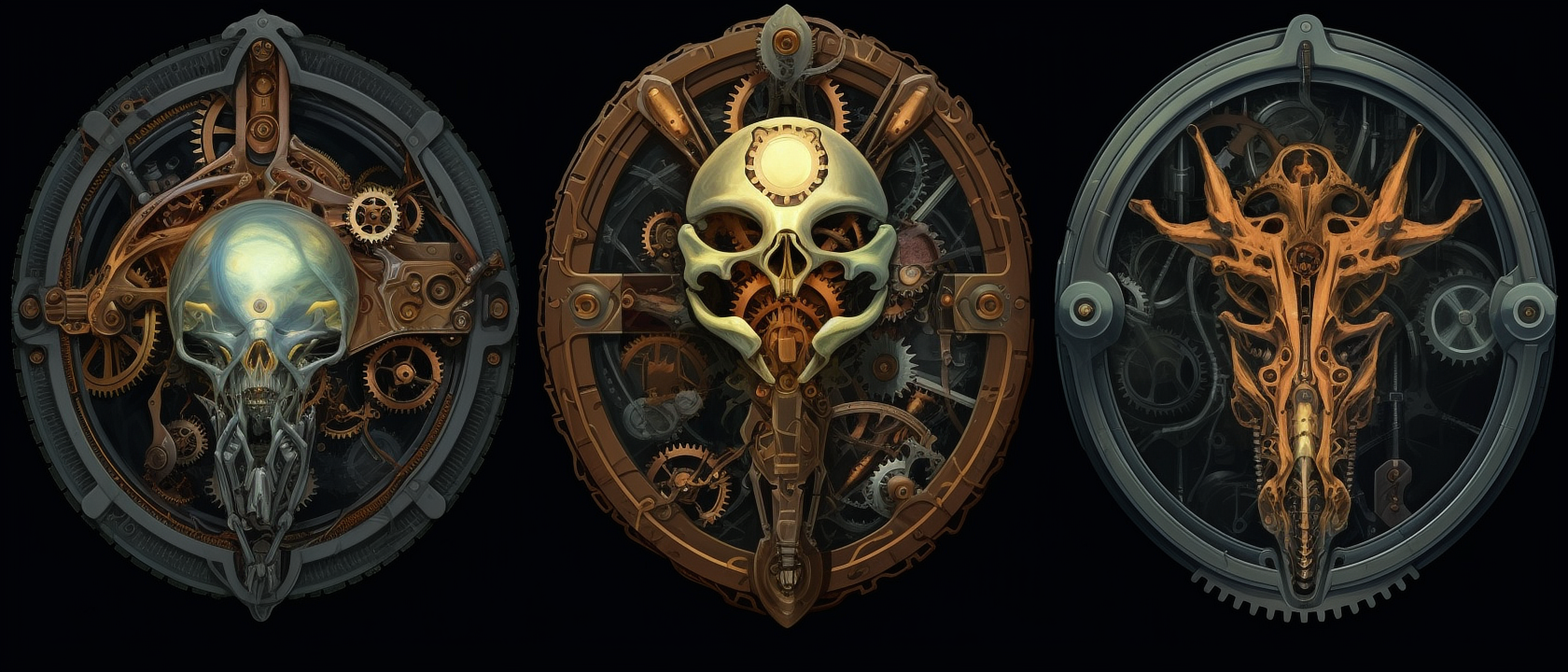 a skull in a metal frame