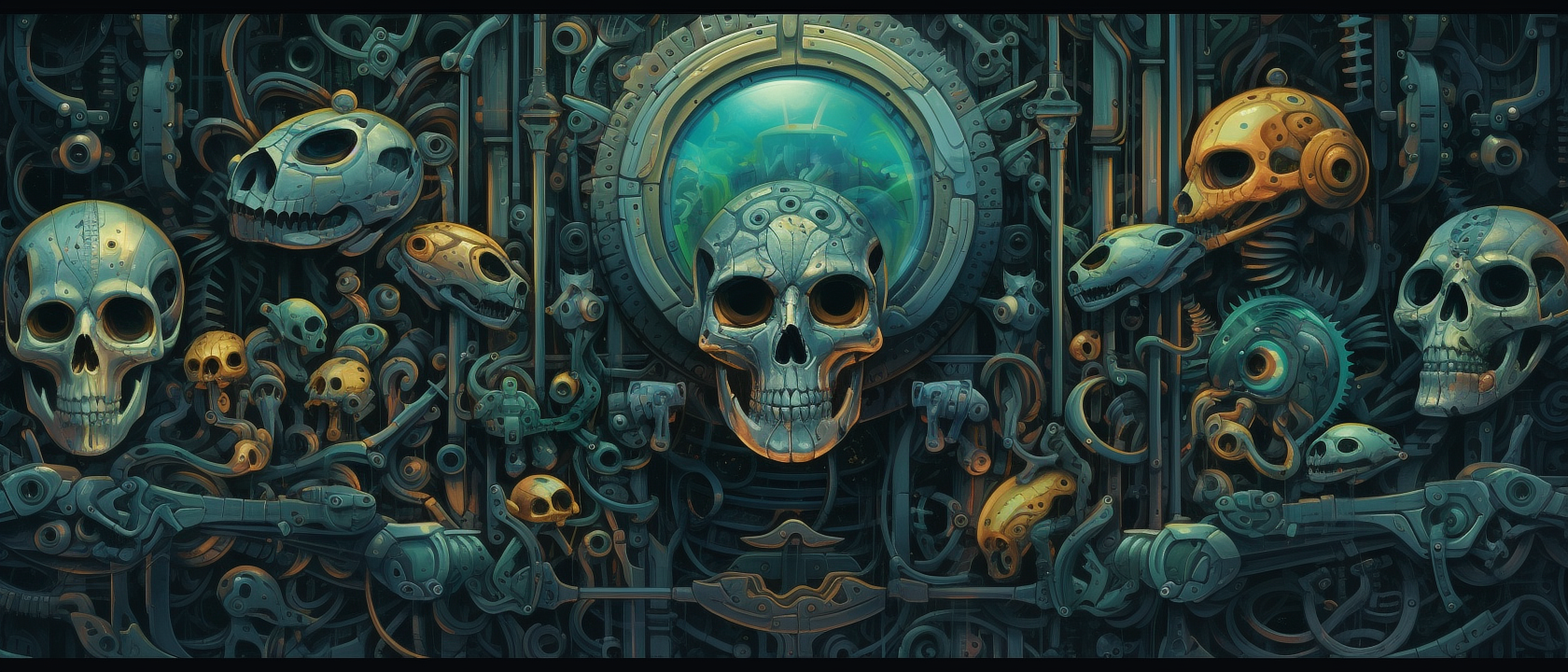 a skull in a metal wall