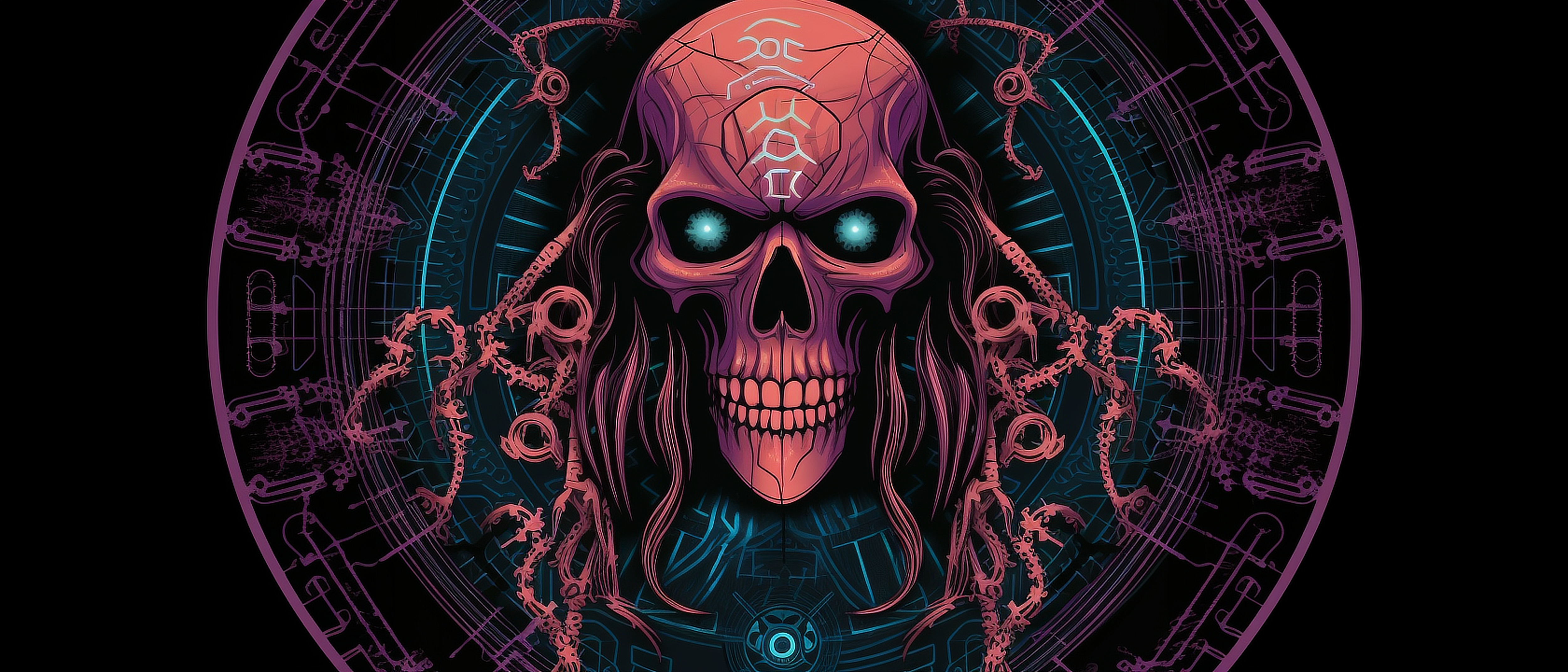 a skull with a glowing eyes