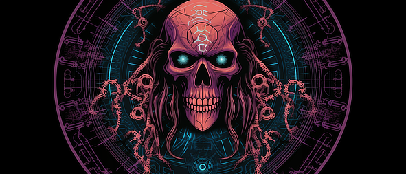 a skull with a glowing eyes