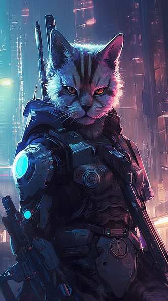 a cat in a robot suit