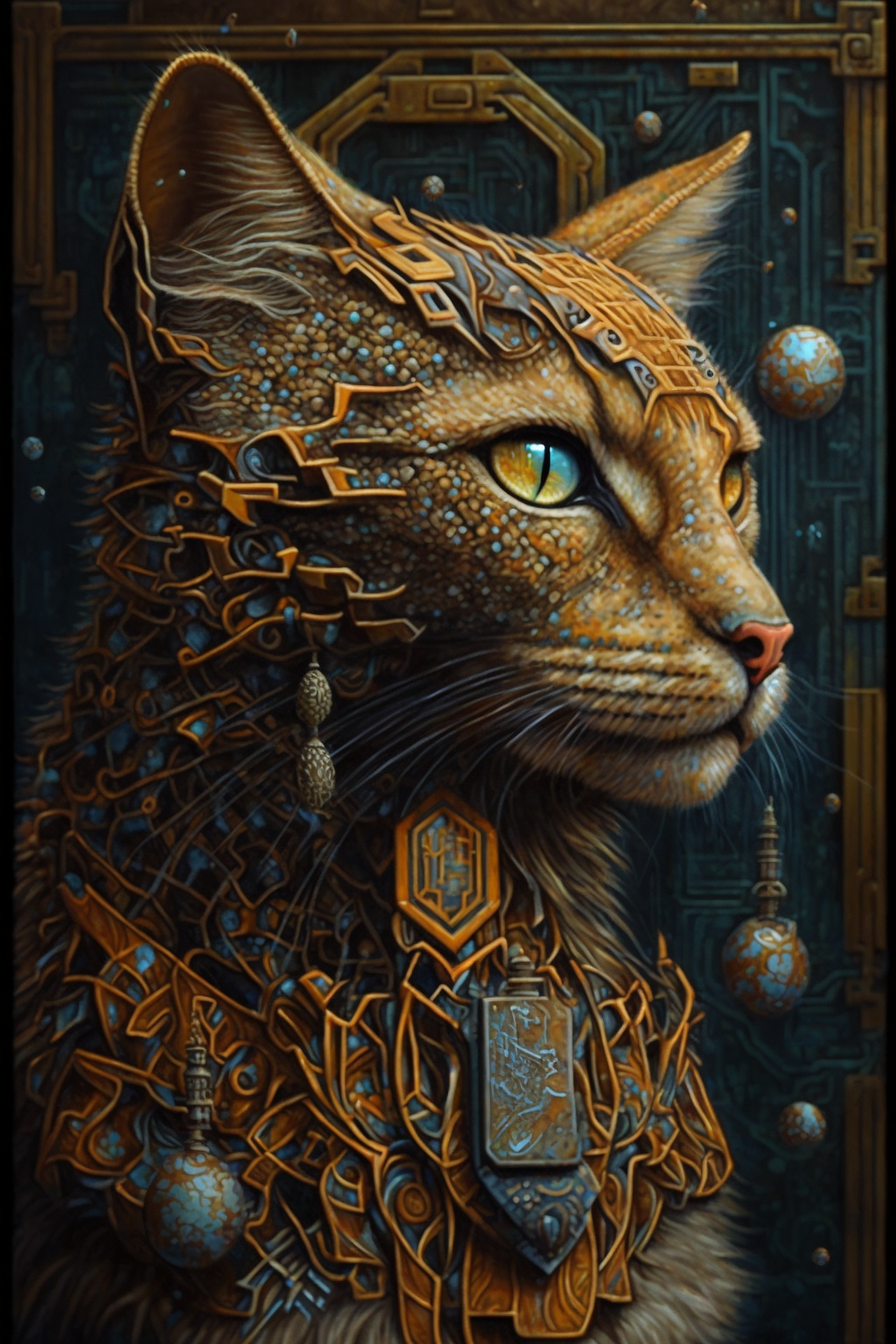 a cat with a pattern on its head