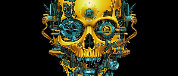 a skull made out of gears and gears