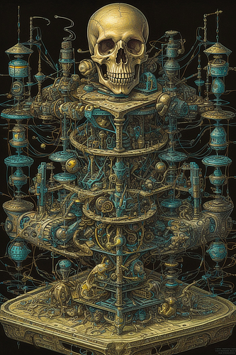 a skull on a structure