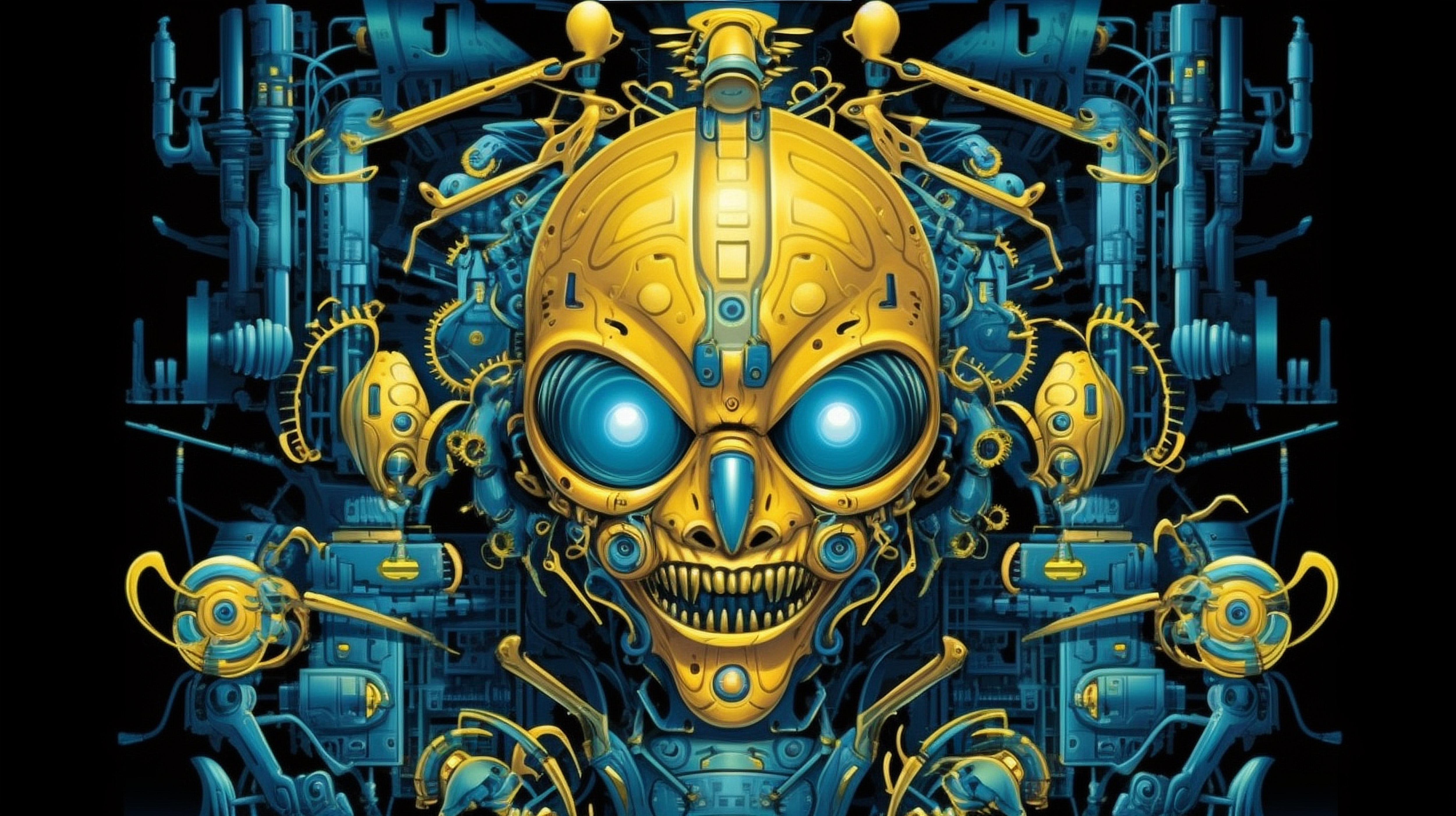 a yellow and blue robot