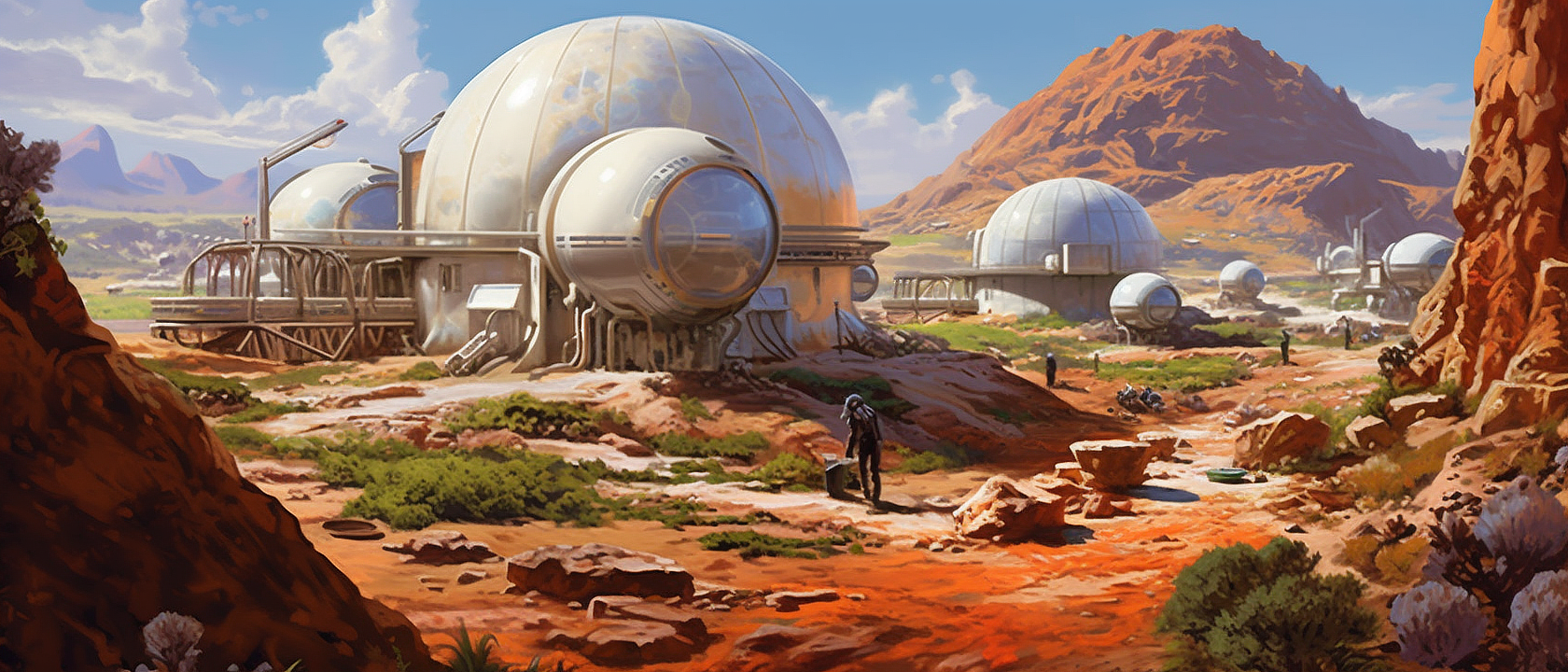 a group of buildings in a desert