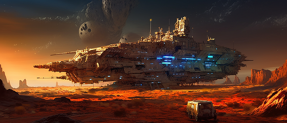 a large ship on a desert