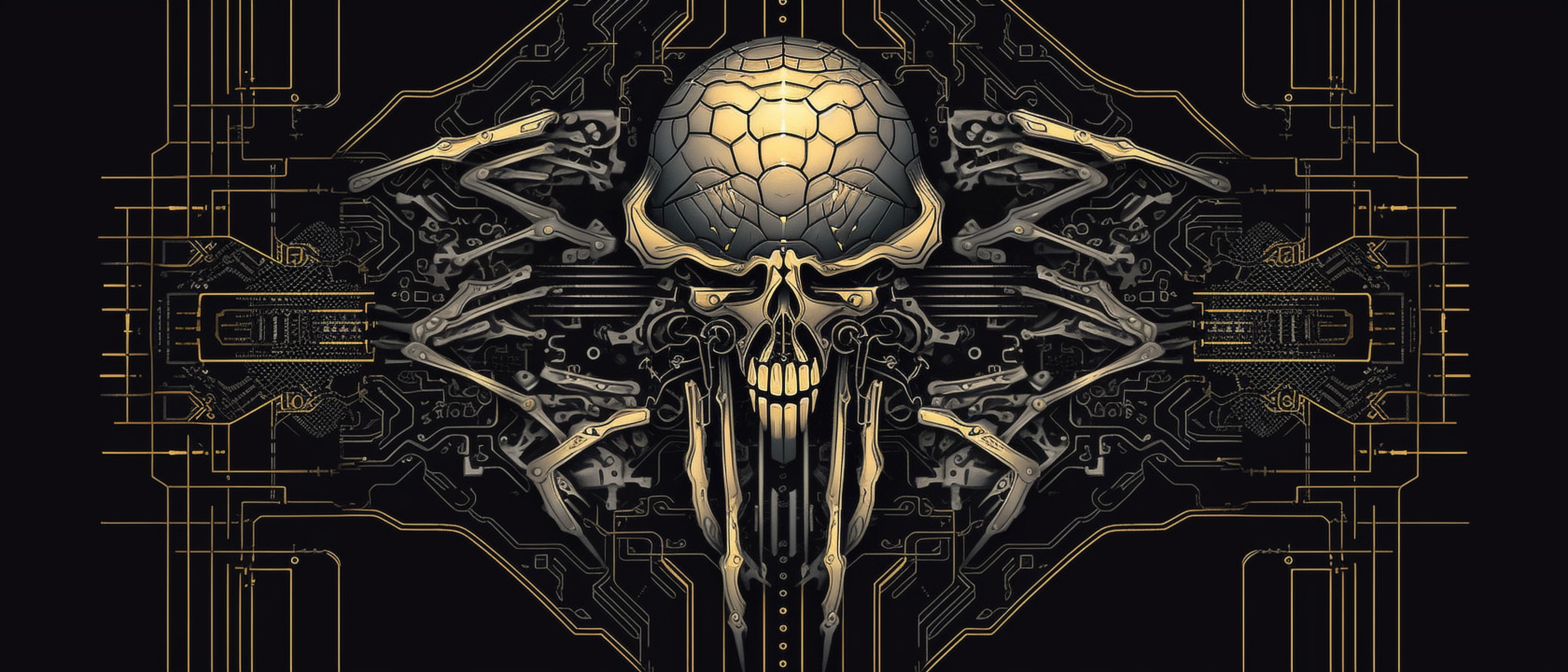 a skull with a spider's wings