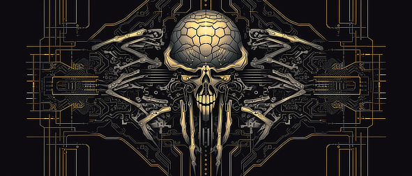 a skull with a spider's wings