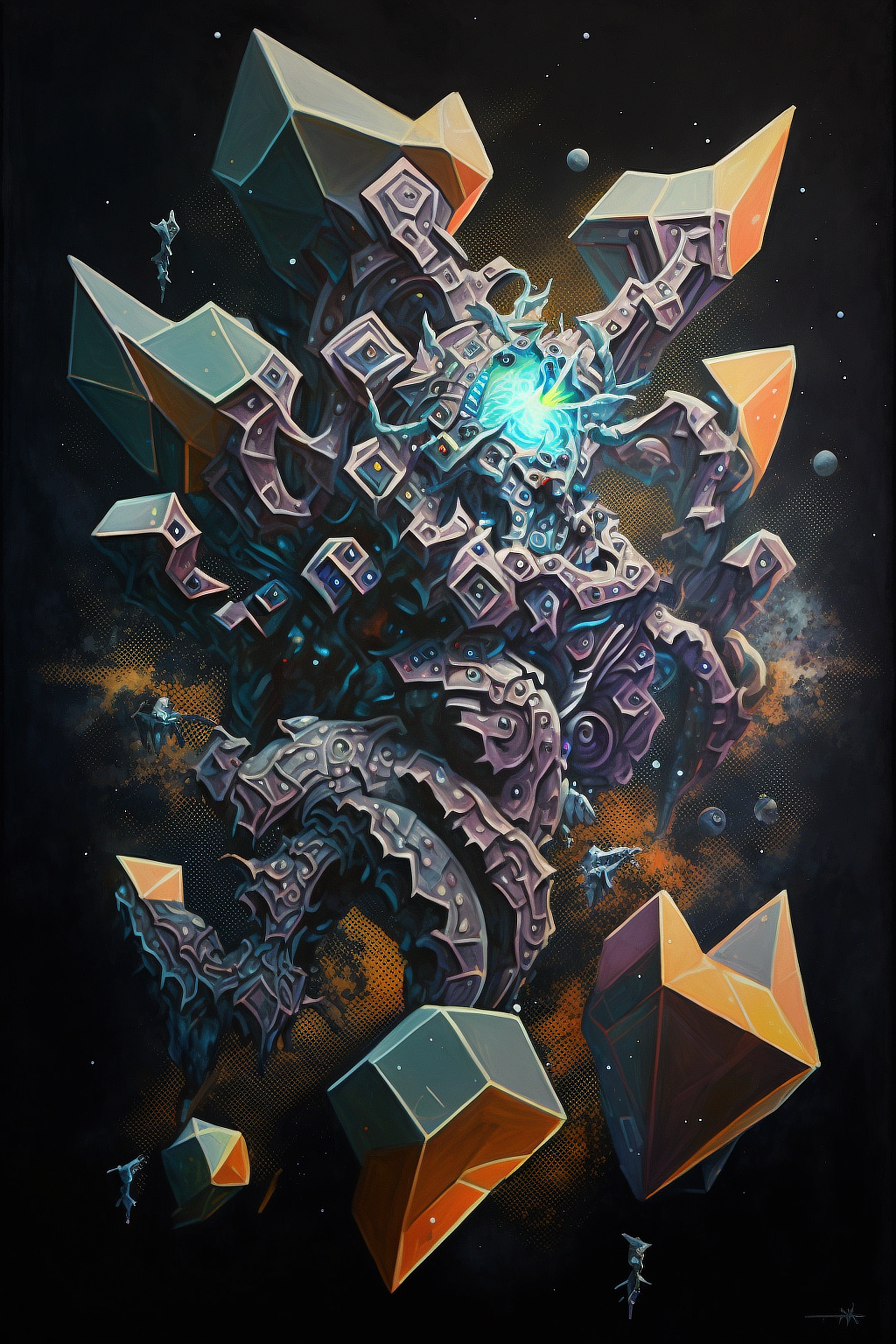 a artwork of a monster with a bright light